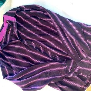 Ben Sherman black with purple stripes. Western button up.